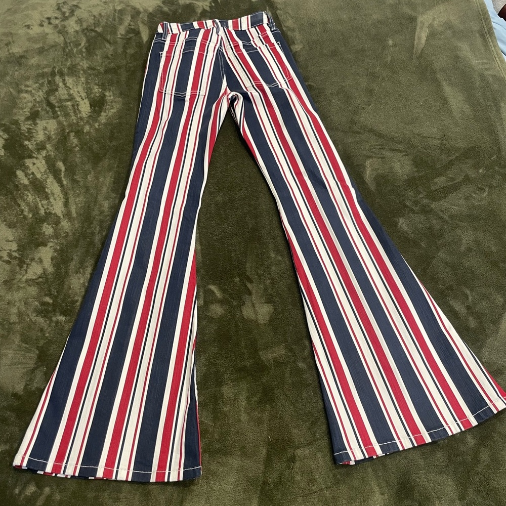 Shyanne Red and Blue Striped Flare Jeans - Picture 3 of 3